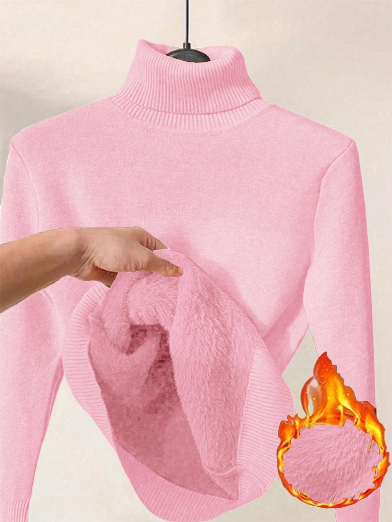 Thick Fluffy Slim High Neck Sweater