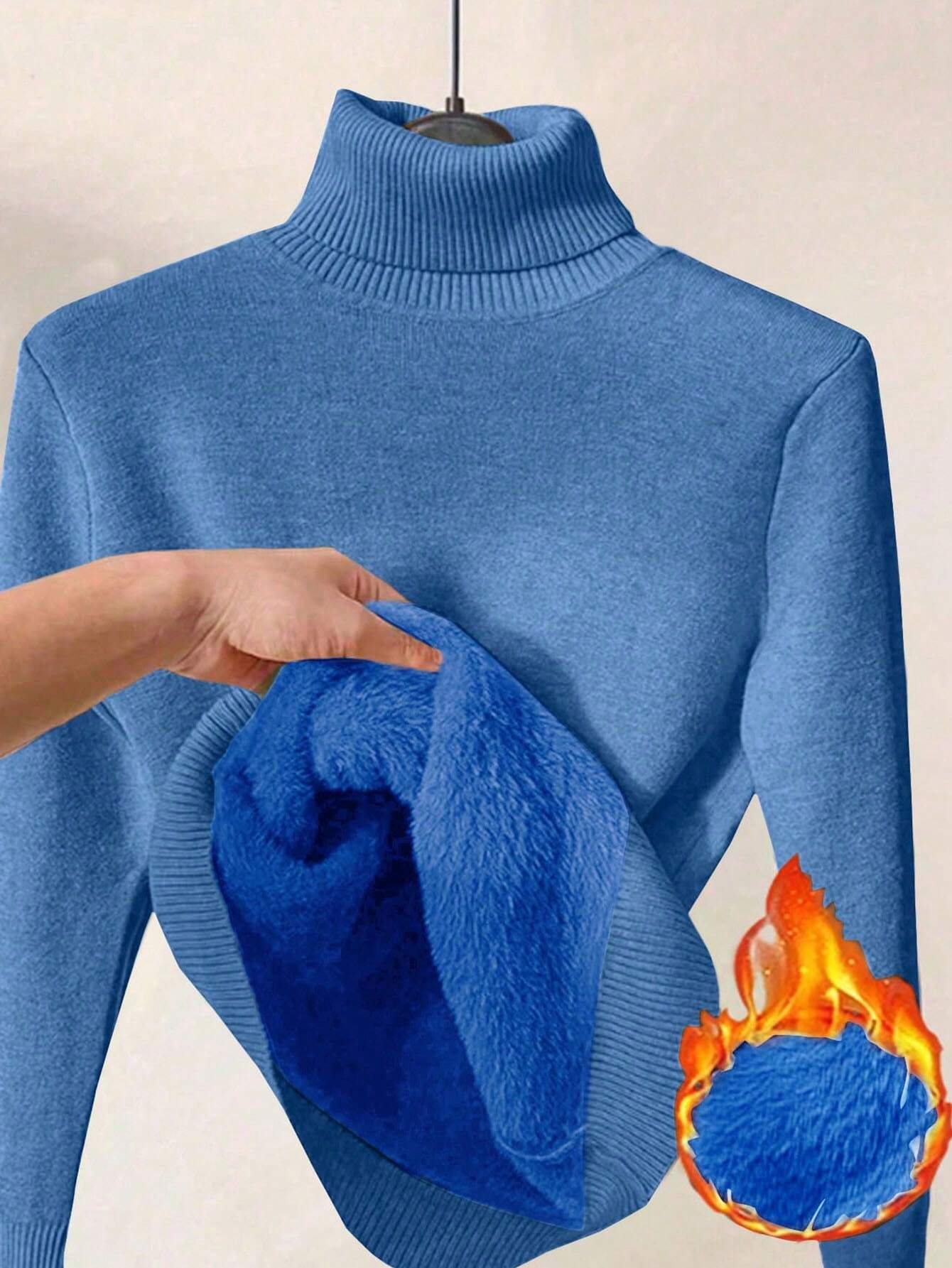 Thick Fluffy Slim High Neck Sweater