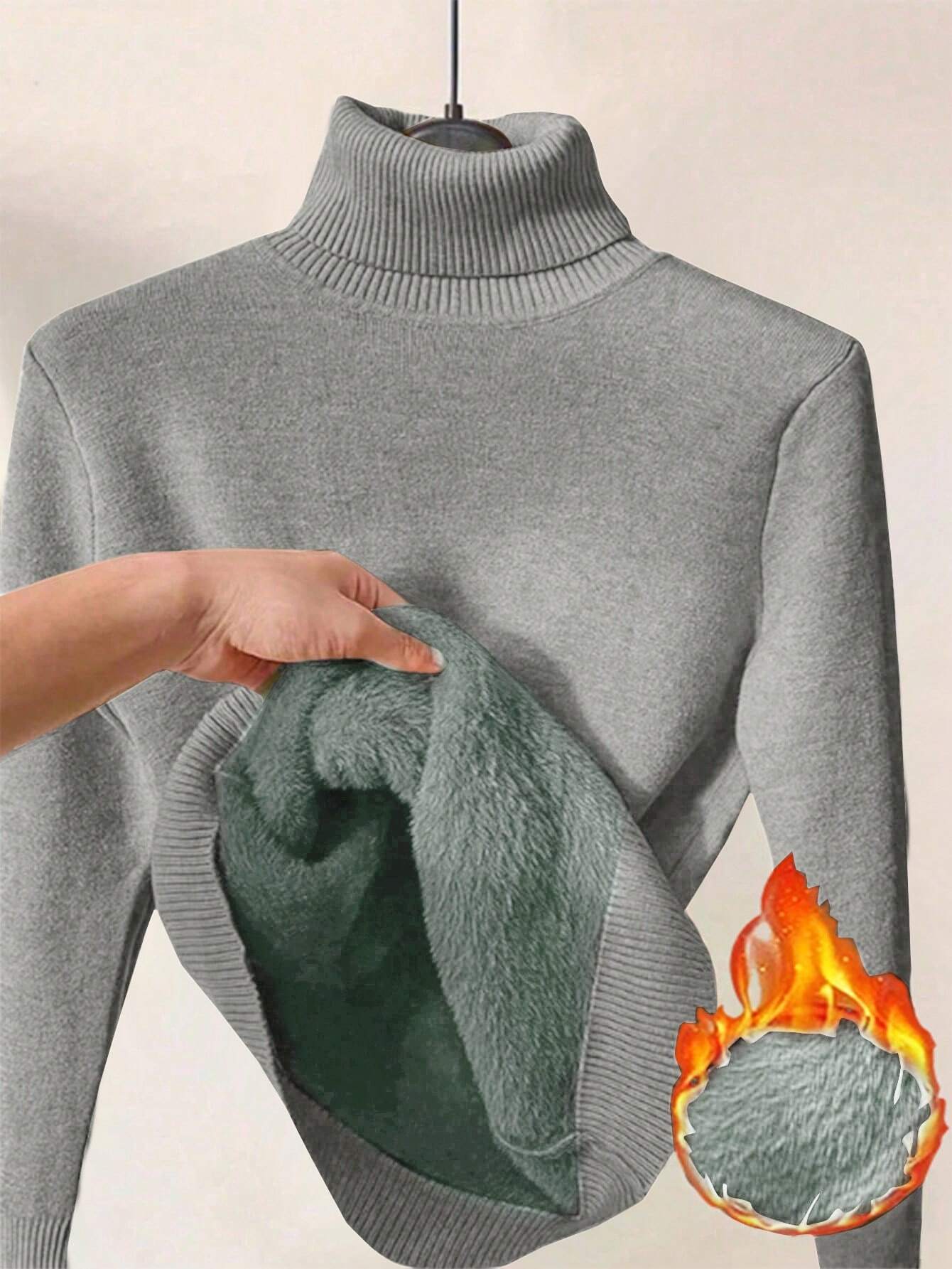 Thick Fluffy Slim High Neck Sweater