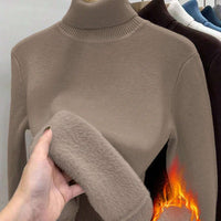 Thick Fluffy Slim High Neck Sweater