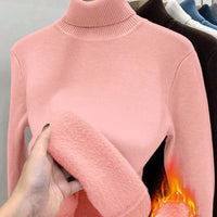 Thick Fluffy Slim High Neck Sweater