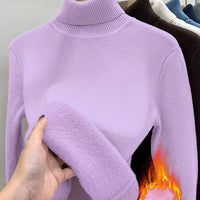 Thick Fluffy Slim High Neck Sweater