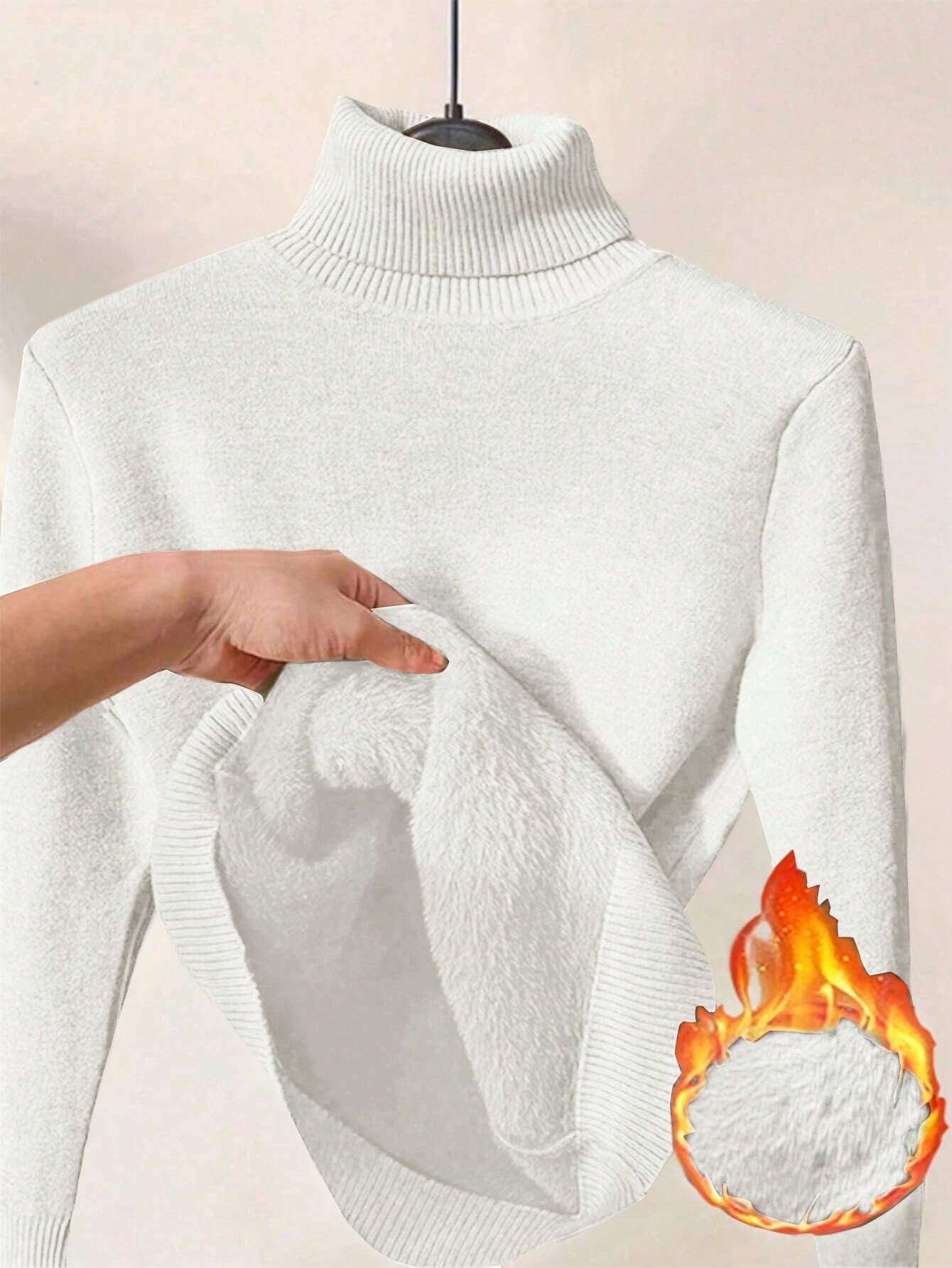 Thick Fluffy Slim High Neck Sweater