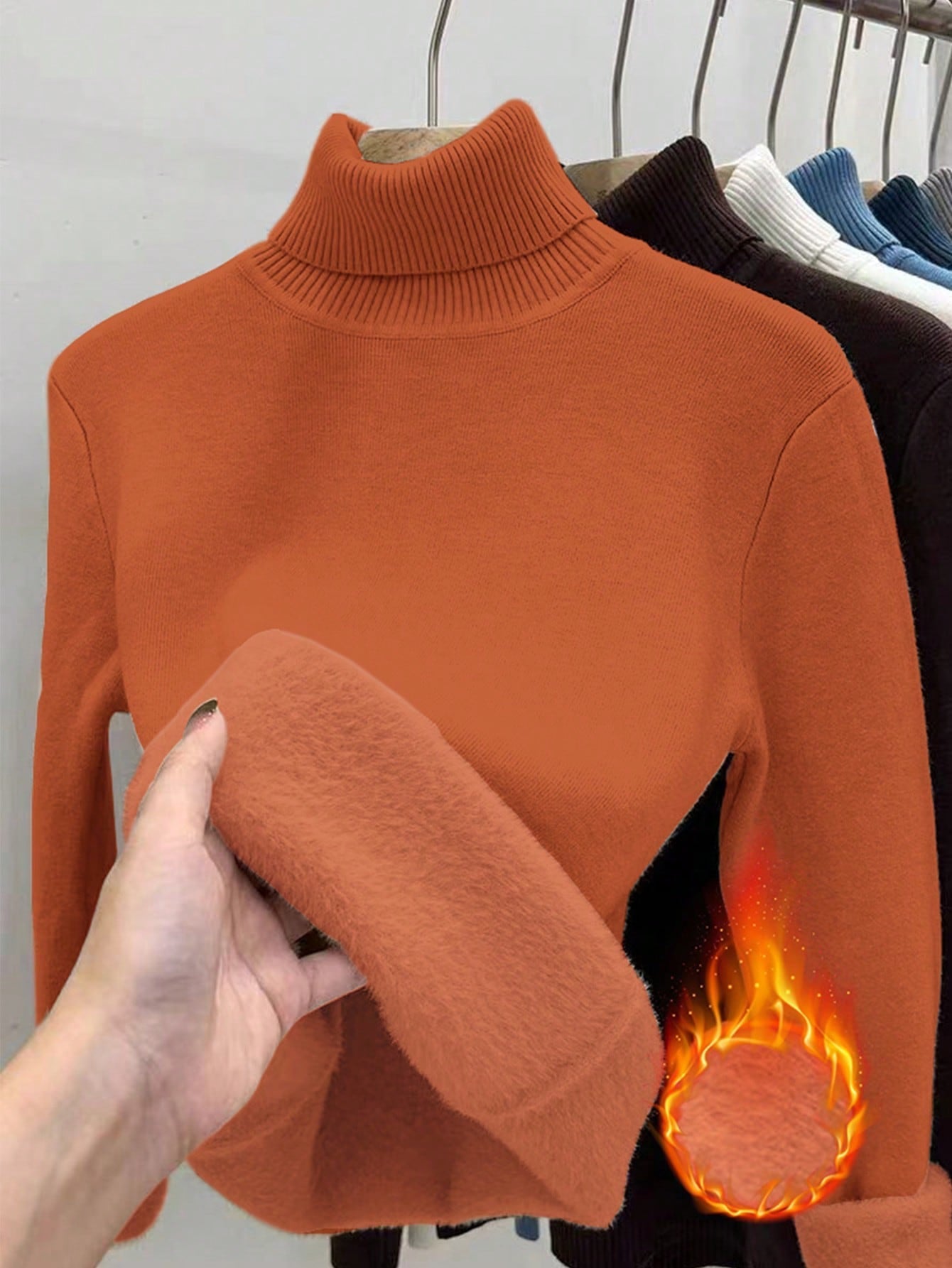 Thick Fluffy Slim High Neck Sweater