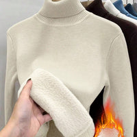 Thick Fluffy Slim High Neck Sweater