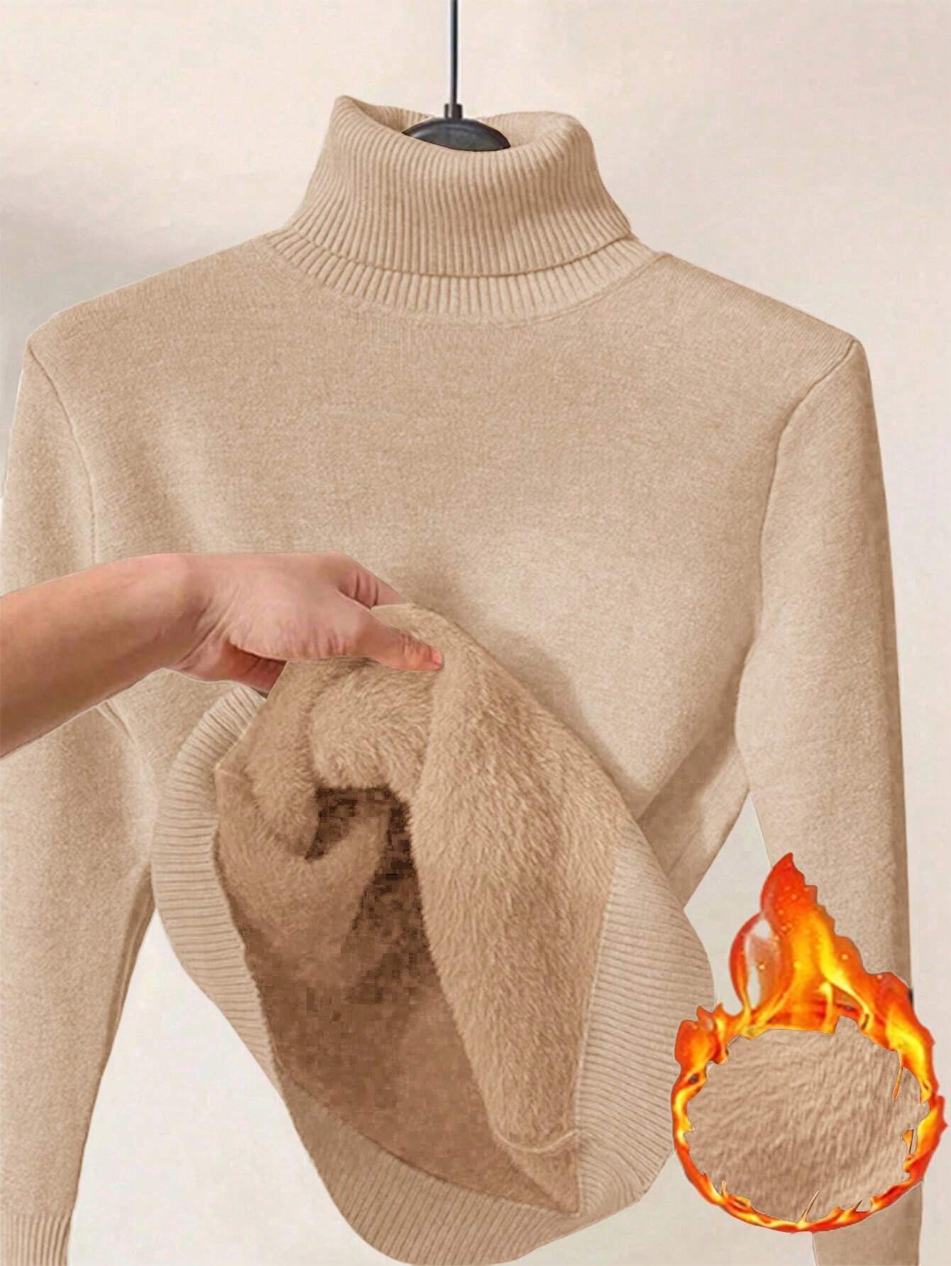 Thick Fluffy Slim High Neck Sweater