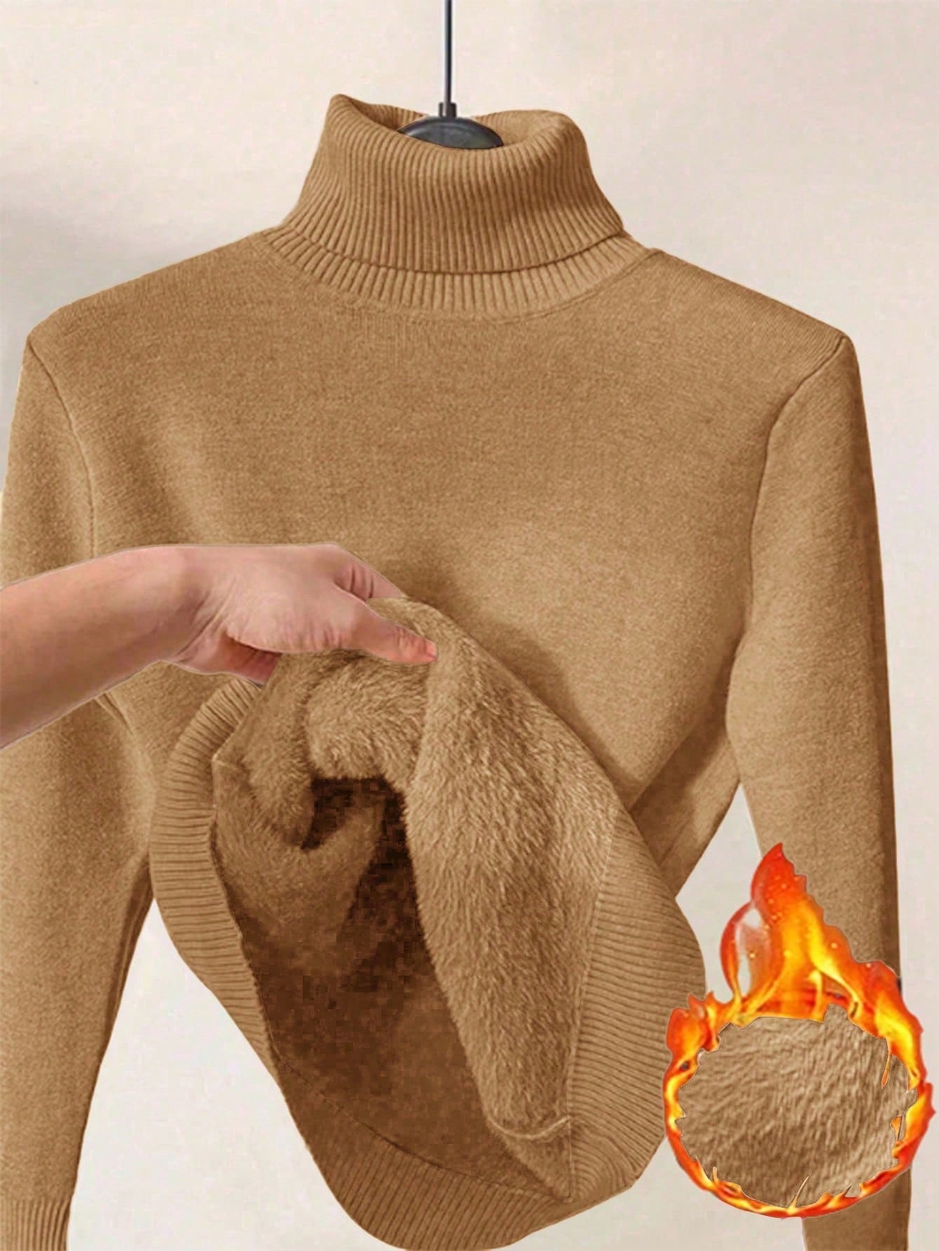 Thick Fluffy Slim High Neck Sweater