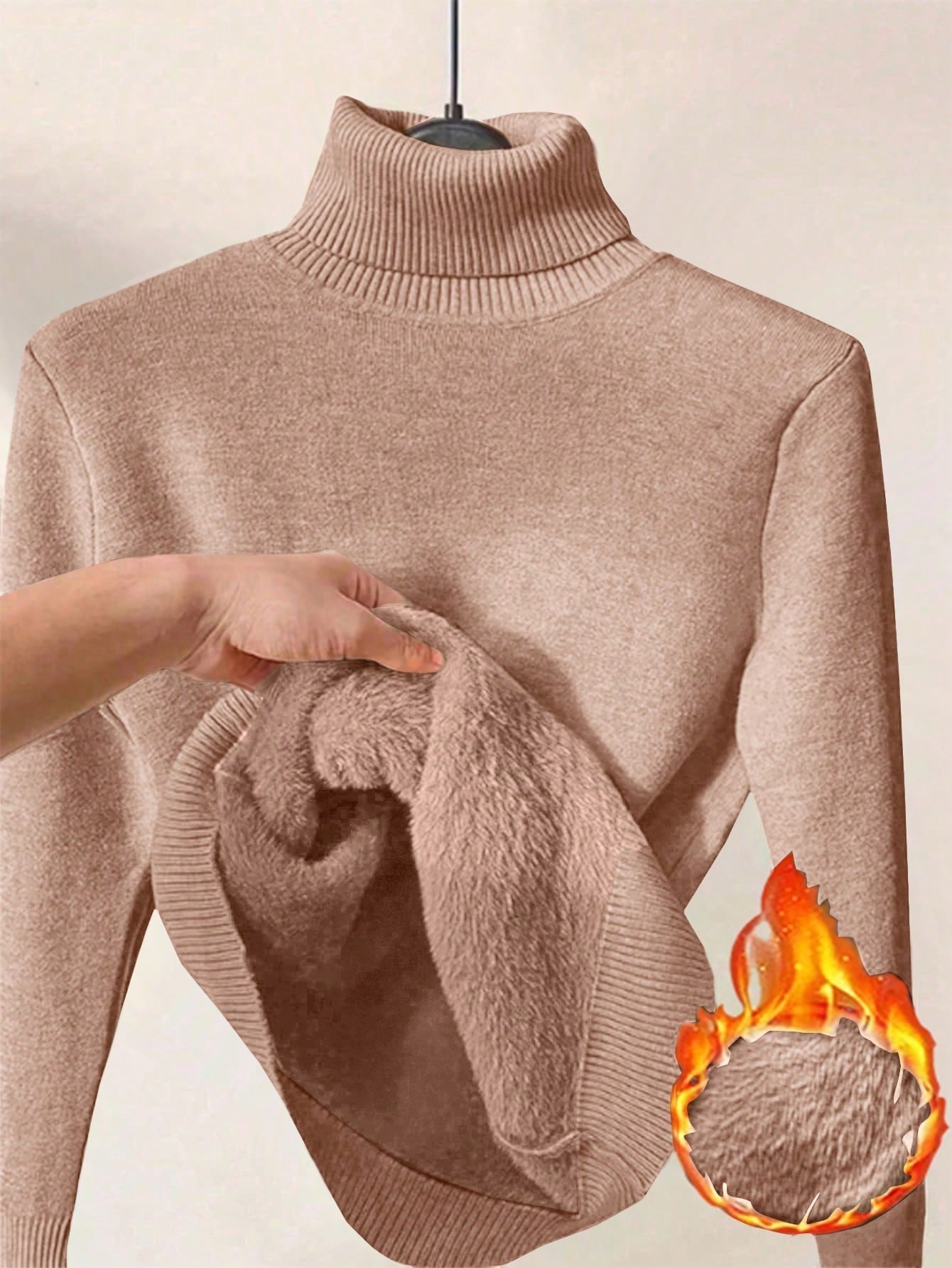 Thick Fluffy Slim High Neck Sweater