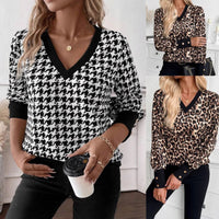 Printed V-Neck Long Sleeve T-Shirt