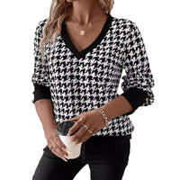 Printed V-Neck Long Sleeve T-Shirt