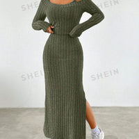 Ribbed Cami Dress & Pullover Sweater Set