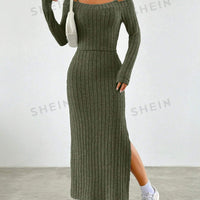 Ribbed Cami Dress & Pullover Sweater Set