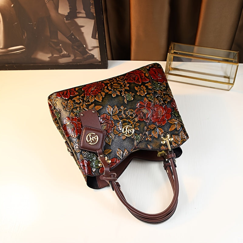 Autumn/Winter Floral Tote - Dark Brown Vintage