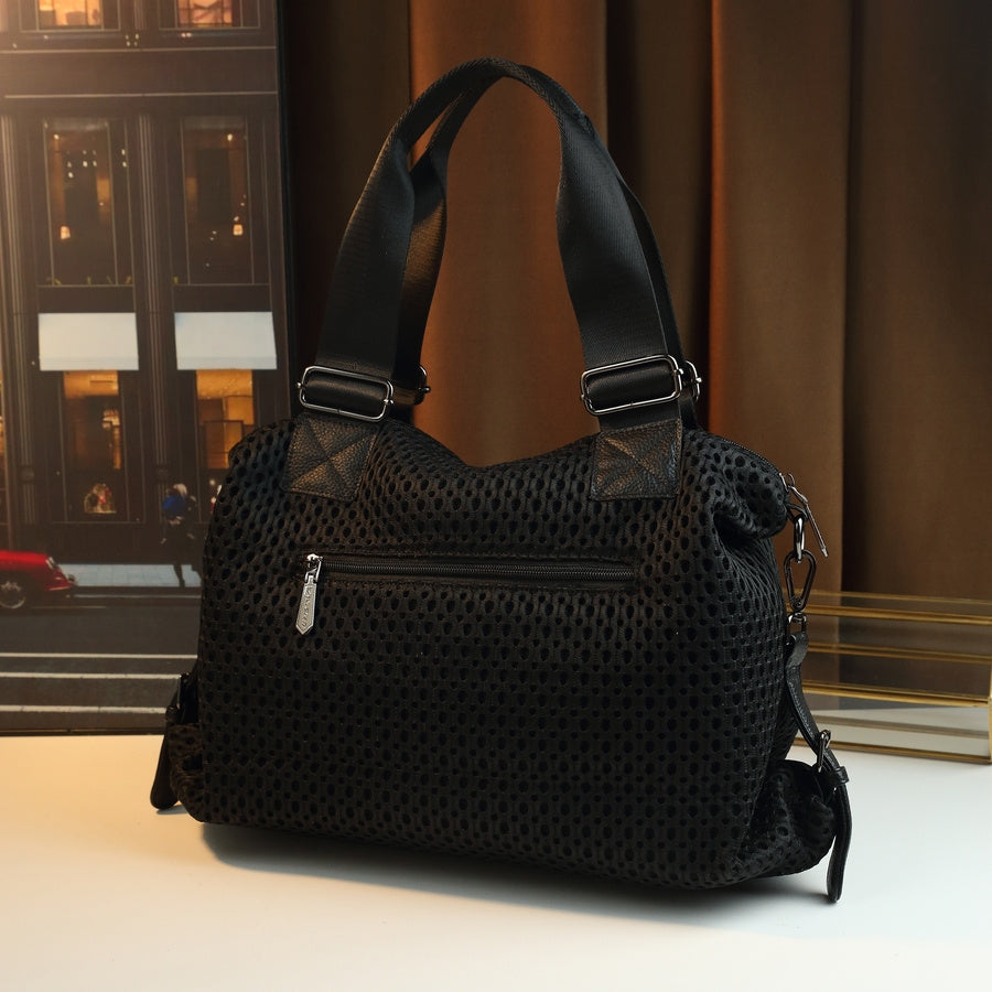 Thoughtia Sporty Black Nylon Tote Bag