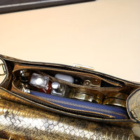 Retro Laser Snake-Pattern Handbag - Adjustable Strap