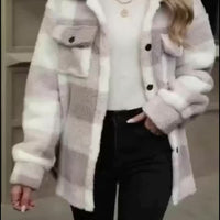 Plush Plaid Winter Coat - High Stretch