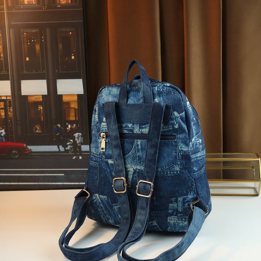 Mini Denim Backpack | Rhinestone Sunflower Embellished
