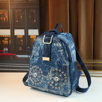 Mini Denim Backpack | Rhinestone Sunflower Embellished