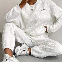 Textured Fabric Long Sleeve Sweatshirt & Pants Set