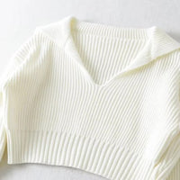 Four-Color Lapel Knit Pullover