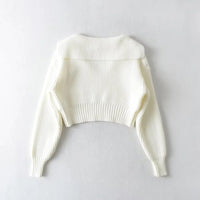 Four-Color Lapel Knit Pullover
