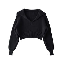 Four-Color Lapel Knit Pullover