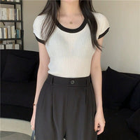 Slim Fit Imitation Linen Sleeve T-Shirt