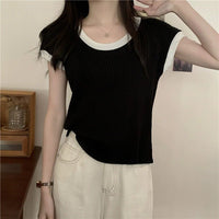 Slim Fit Imitation Linen Sleeve T-Shirt