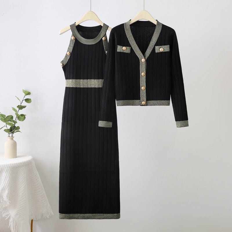 French Sweater Dress & Ribbed Jacket Set