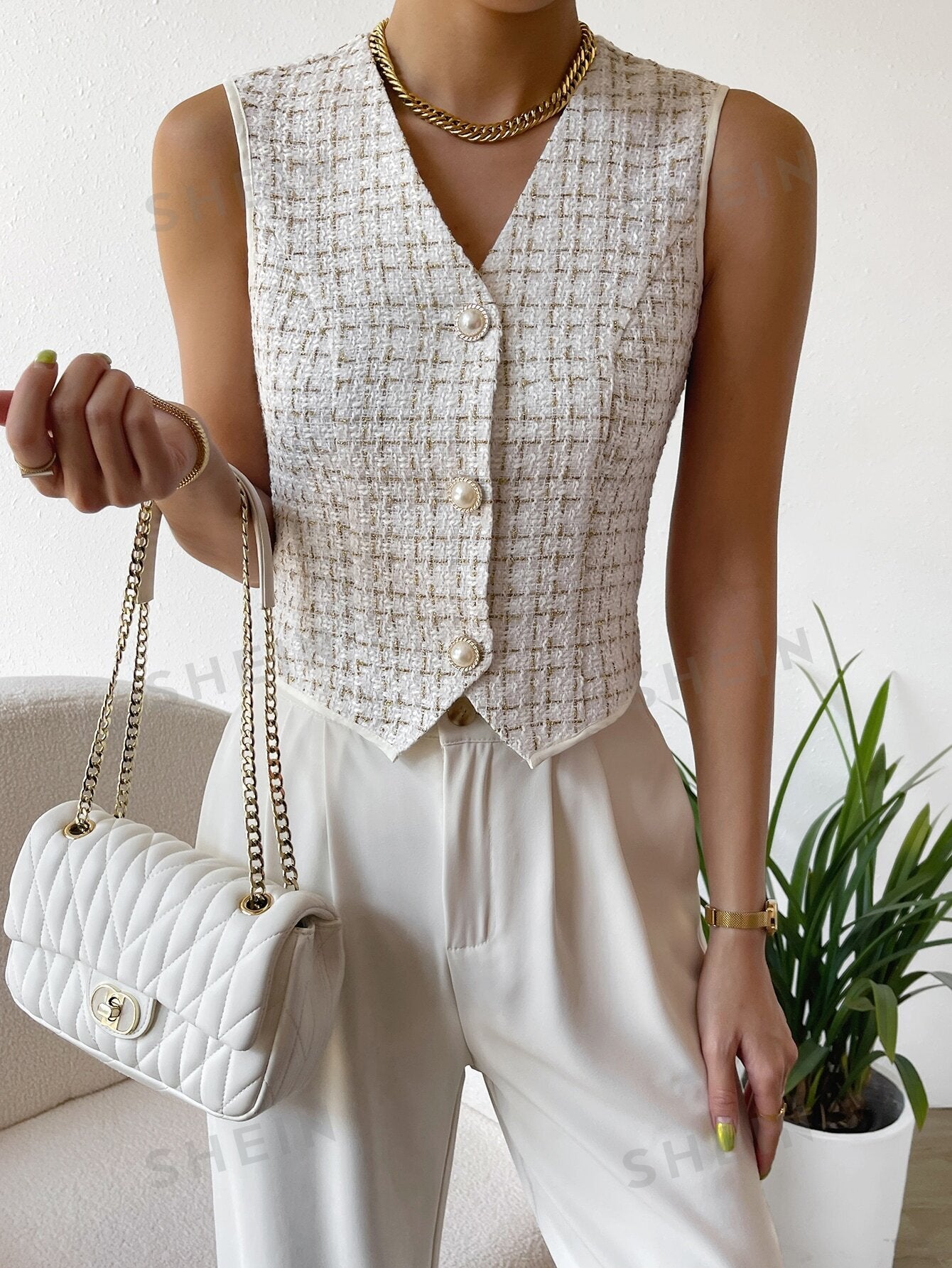 French Button Vest Blazer