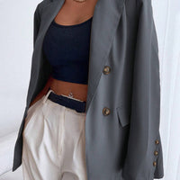 Frenchy Double Button Lapel Collar Blazer