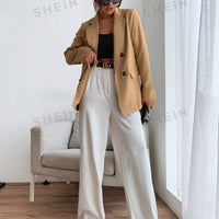 Frenchy Double Button Lapel Collar Blazer