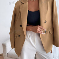Frenchy Double Button Lapel Collar Blazer