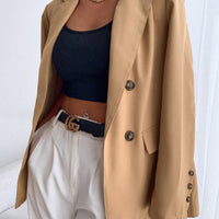 Frenchy Double Button Lapel Collar Blazer