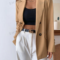 Frenchy Double Button Lapel Collar Blazer