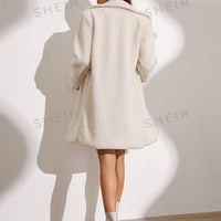 Frenchy Lapel Neck Single Breasted Teddy Coat