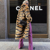 Tiger Pattern Fur Coat