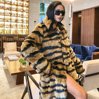 Tiger Pattern Fur Coat