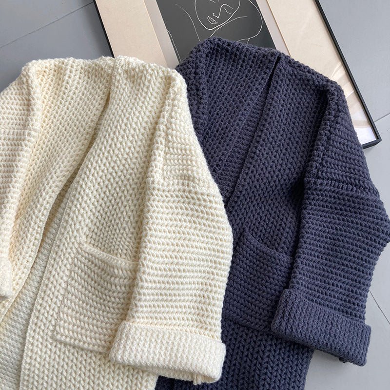 Loose Cotton Blend Pocket Cardigan