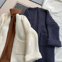 Loose Cotton Blend Pocket Cardigan