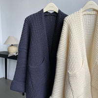 Loose Cotton Blend Pocket Cardigan