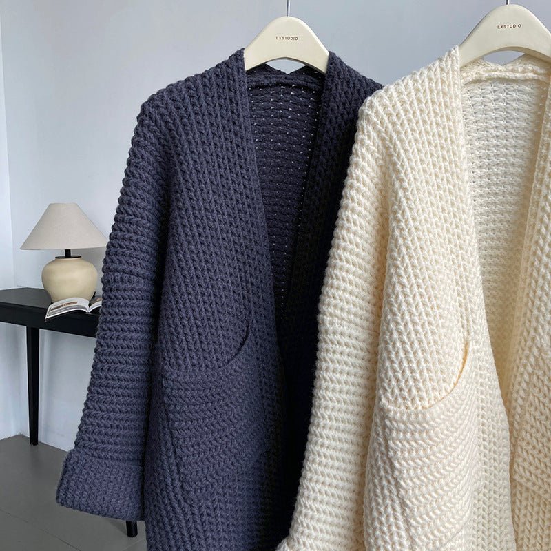 Loose Cotton Blend Pocket Cardigan