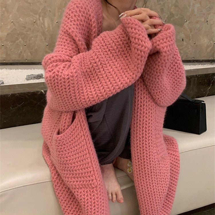 Loose Cotton Blend Pocket Cardigan