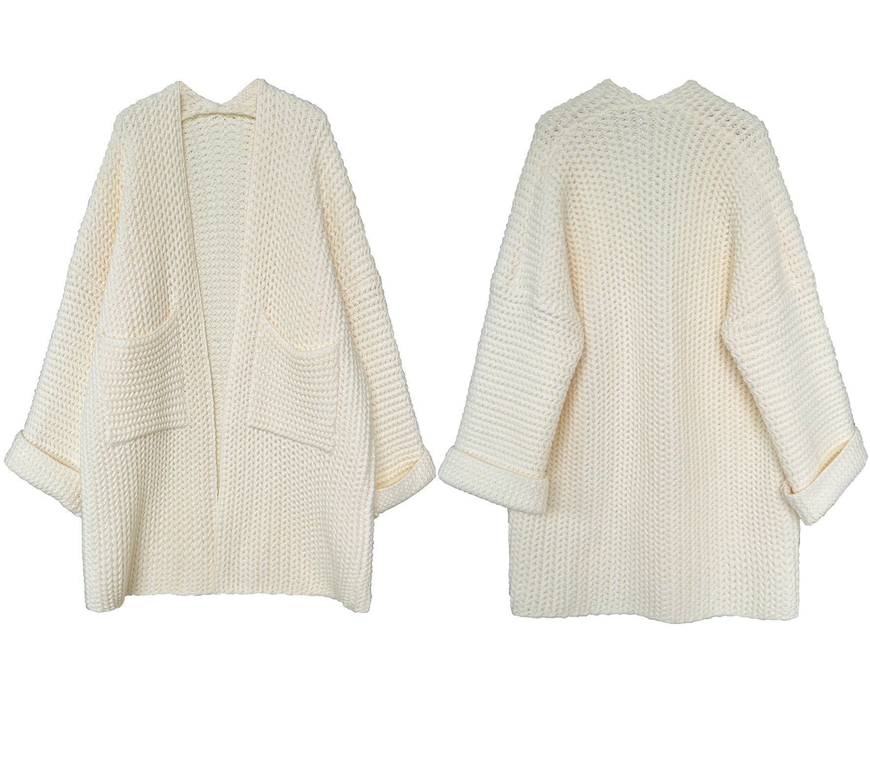 Loose Cotton Blend Pocket Cardigan