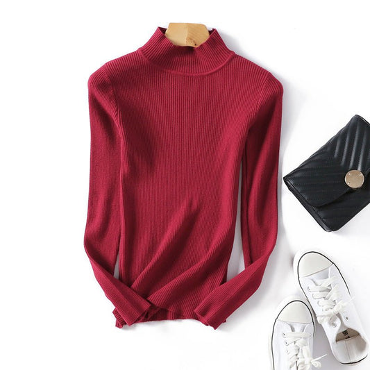 Slim Half-Turtleneck Bottoming Pullover