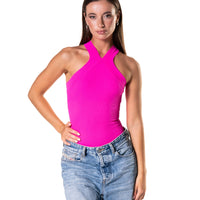 Crossover Halter Shapewear Bodysuit