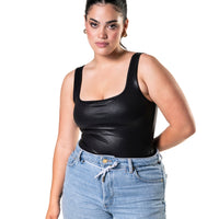 Leather Look Snatched Bodysuit