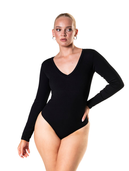 Long Sleeve Scoop Neck Bodysuit - HeyShape