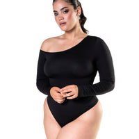 One Shoulder Long Sleeve Thong Bodysuit