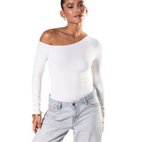 One Shoulder Long Sleeve Thong Bodysuit